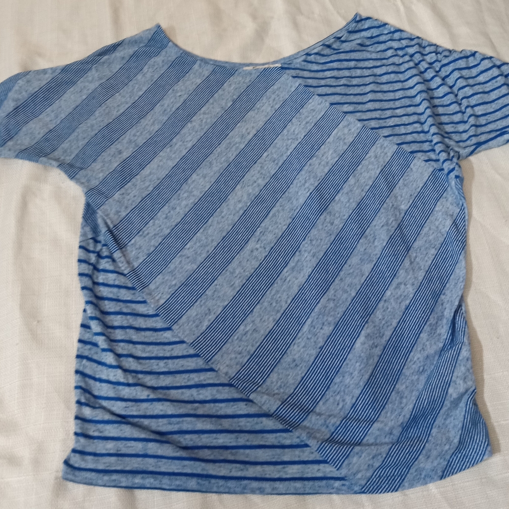 Energie Asymmetrical Blue Striped Tee